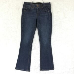 Mac And Me Womens Jeans Boot Cut Blue Denim Dark Wash Mid Rise Whiskering 6